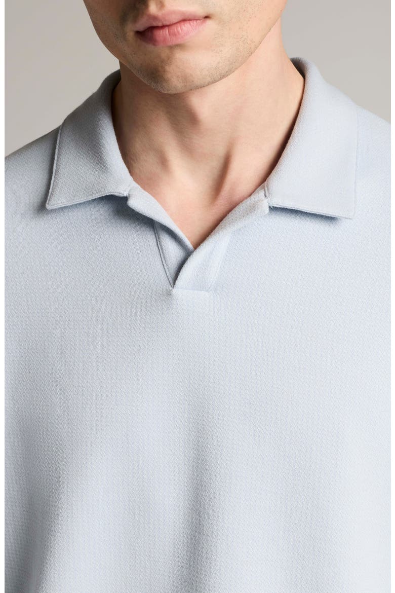Blurred Birdseye Long Sleeve Johnny Polo, Alternate, color, GLACIER/ OFF WHITE