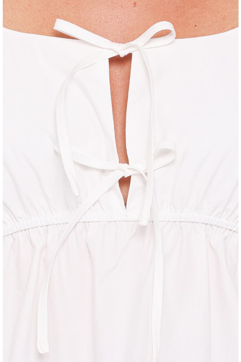 Ruffle Tie Front Peasant Top, Alternate, color, WHITE