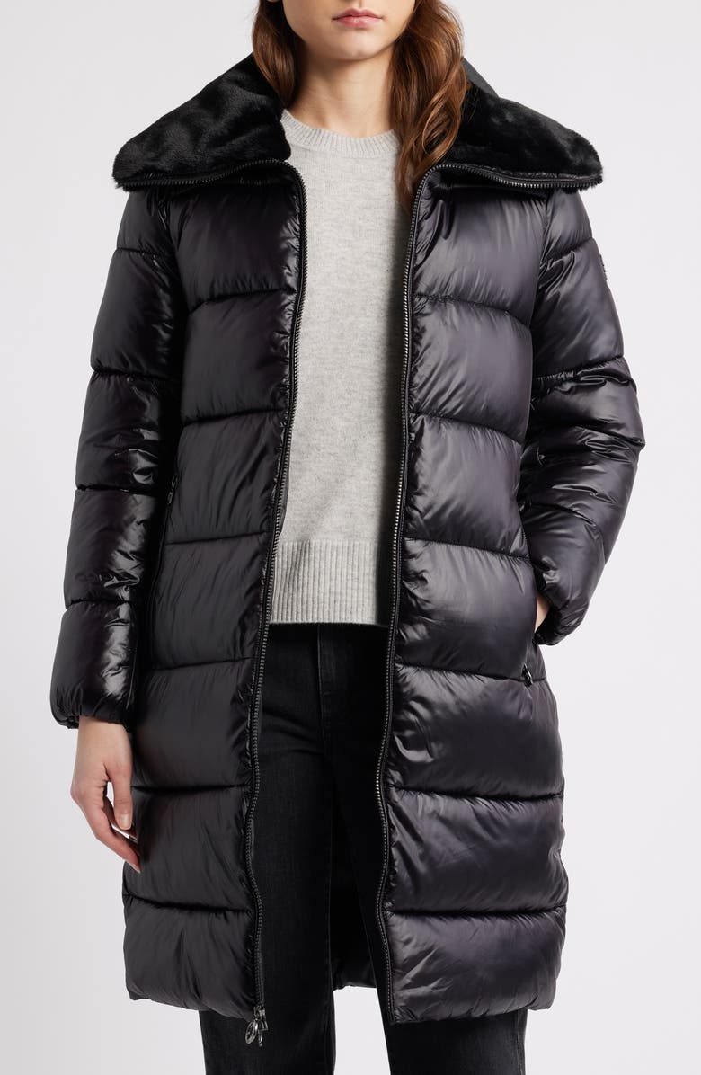 BCBG Missy Nylon Puffer Coat, Alternate, color, Black