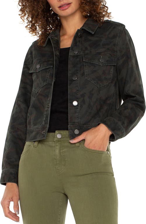 Liverpool Los Angeles Camo Print Cotton Crop Trucker Jacket In Abstract Camo