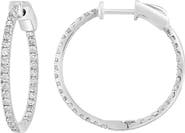EFFY 14K White Gold Diamond Hoop Earrings