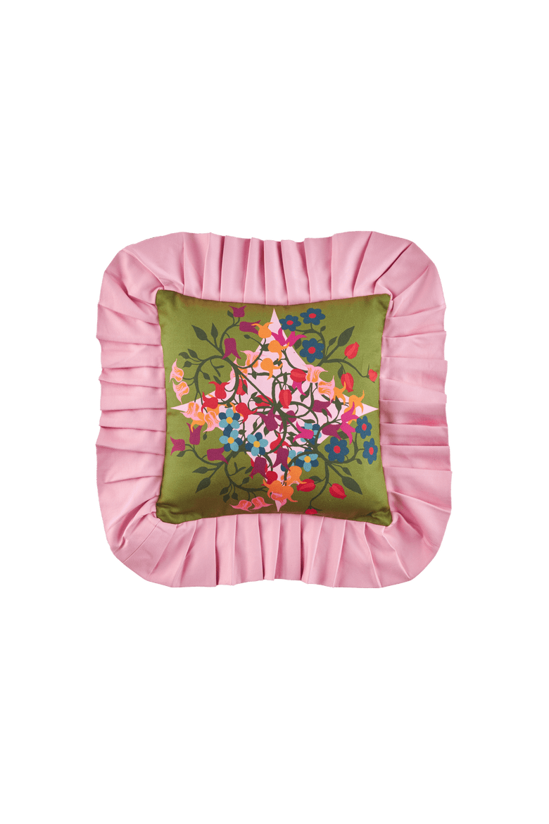 Ruffled Pillow Cover - Cover Only, Main, color, Green