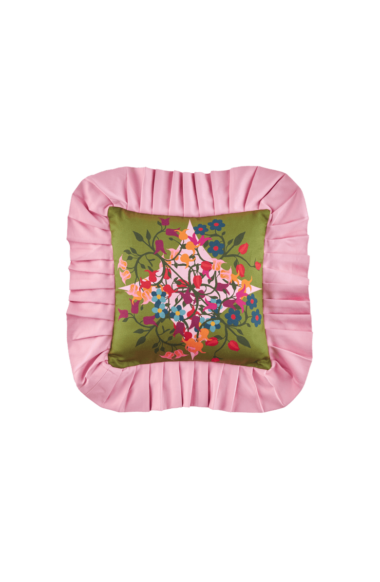 Sophie Williamson Design Ruffled Pillow Cover - Cover Only, Main, color, Green