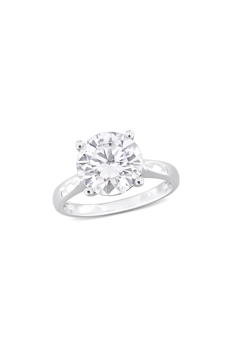 Sterling Silver Round Cut Created Moissanite Engagement Ring, Main, color, SILVER