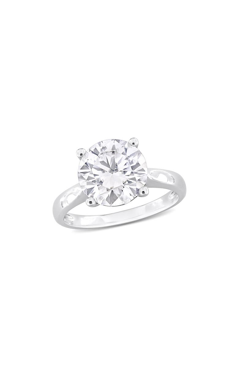 DELMAR Sterling Silver Round Cut Created Moissanite Engagement Ring, Main, color, Silver