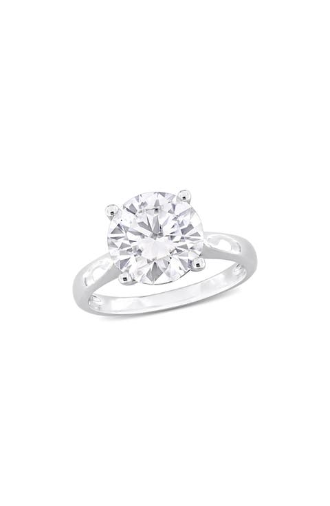 Sterling Silver Round Cut Created Moissanite Engagement Ring