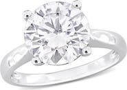 DELMAR Sterling Silver Round Cut Created Moissanite Engagement Ring