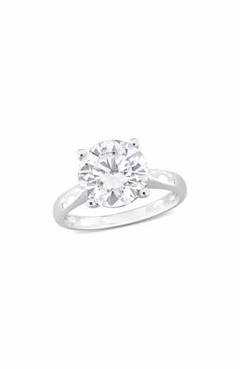 DELMAR Sterling Silver Round Cut Created Moissanite Engagement Ring