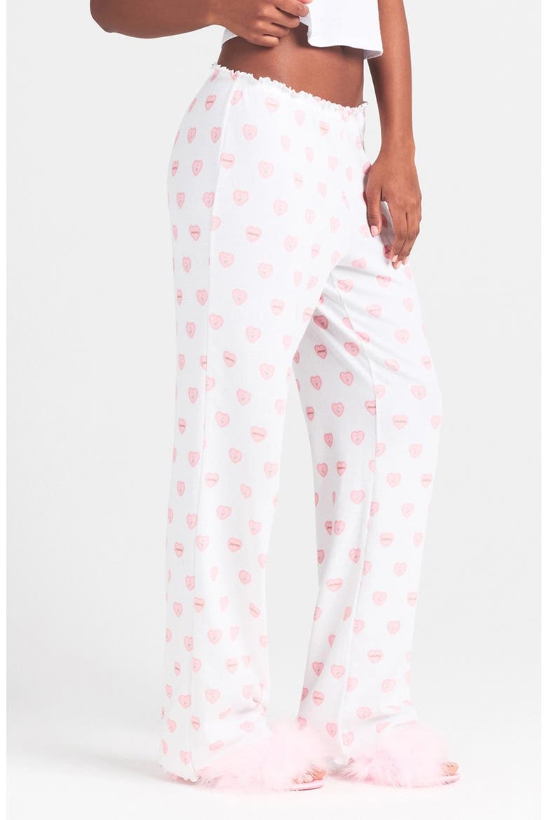 Straight Leg Pajama Pants, Alternate, color, SNOW LACE HEARTS