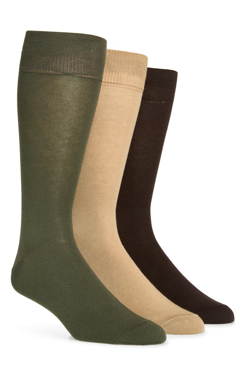 Lorenzo Uomo Assorted 3-Pack Cotton Blend Dress Socks, Main, color, Taupe