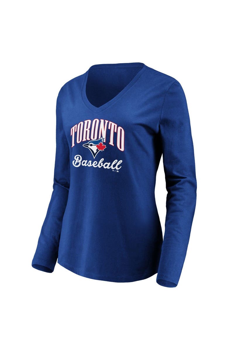 FANATICS Women's Fanatics Branded Royal Toronto Blue Jays Victory Script V-Neck Long Sleeve T-Shirt, Alternate, color, 