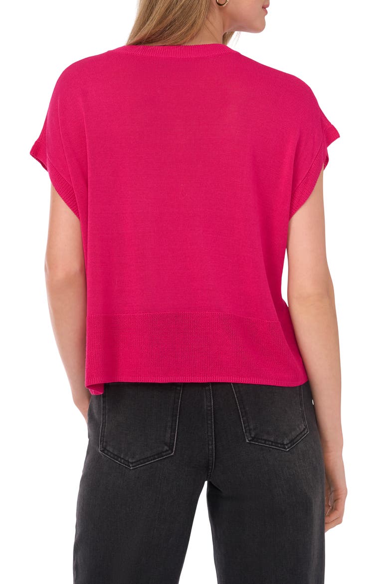 Crewneck Rib Sweater Top, Alternate, color, ELECTRIC PINK
