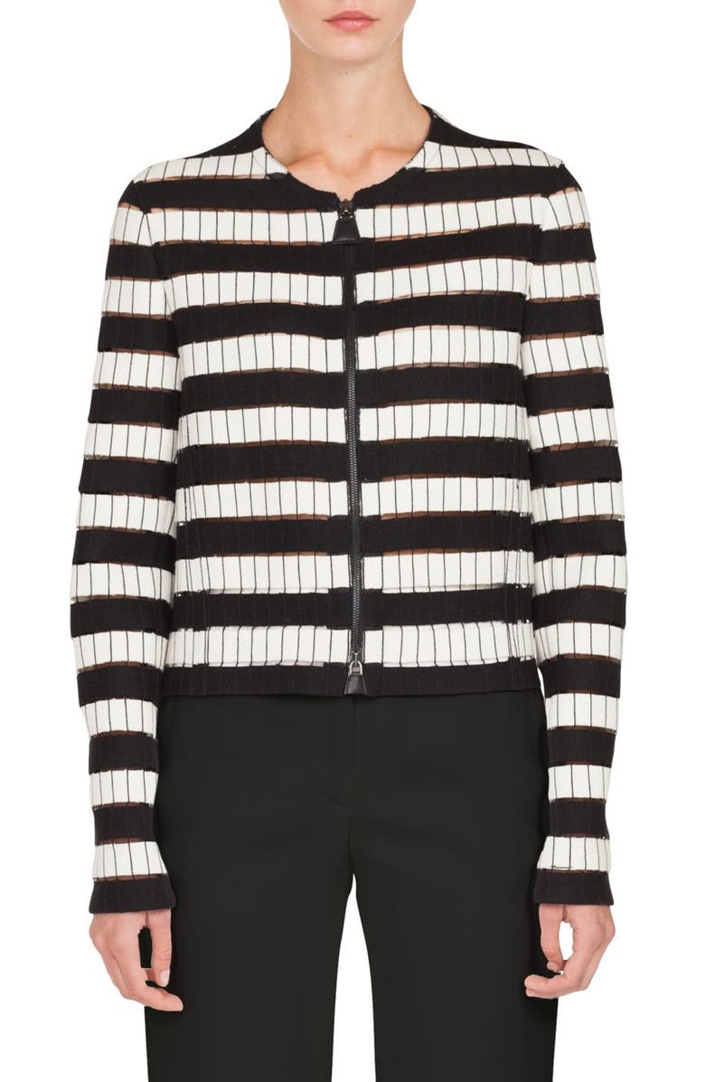 Akris Striped Crop Jacket, Alternate, color, 