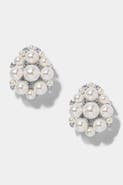 Nadri Ingrid Pearl And CZ Cluster Shield Earrings