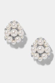 Nadri Ingrid Pearl And CZ Cluster Shield Earrings
