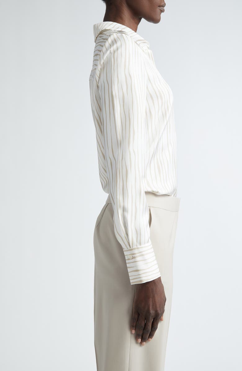 Lafayette 148 New York Scottie Stripe Silk Twill Button-Up Shirt, Alternate, color,