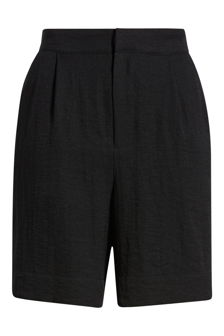 Pleat Front Bermuda Shorts, Alternate, color, BLACK