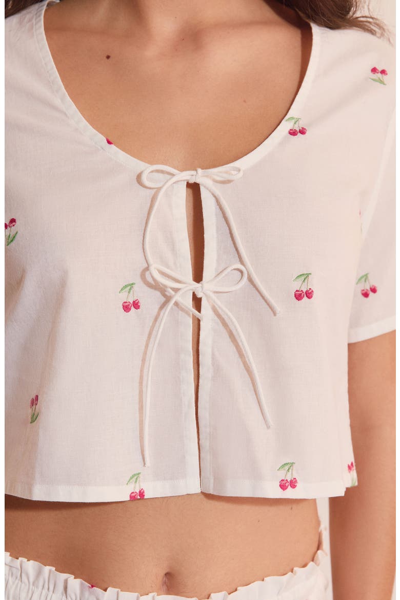 Riviere Cotton Crop Pajama Top, Alternate, color, ECRU