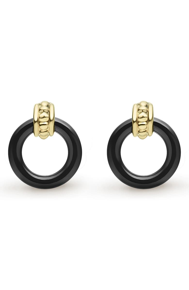 LAGOS Meridian 18K Gold Black Ceramic Circle Stud Earrings, Main, color,