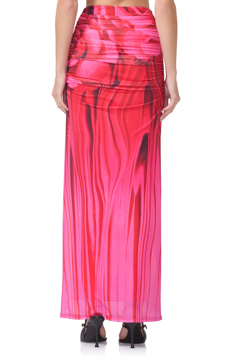 Bevin Print Ruched Powermesh Maxi Skirt, Alternate, color, ORGANIC ROSE