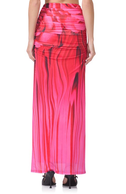 AFRM AFRM BEVIN PRINT RUCHED POWERMESH MAXI SKIRT 