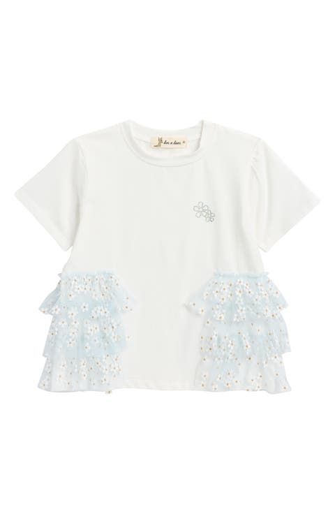 Kids' Daisy Mesh Side Trim T-Shirt (Toddler & Little Kid)
