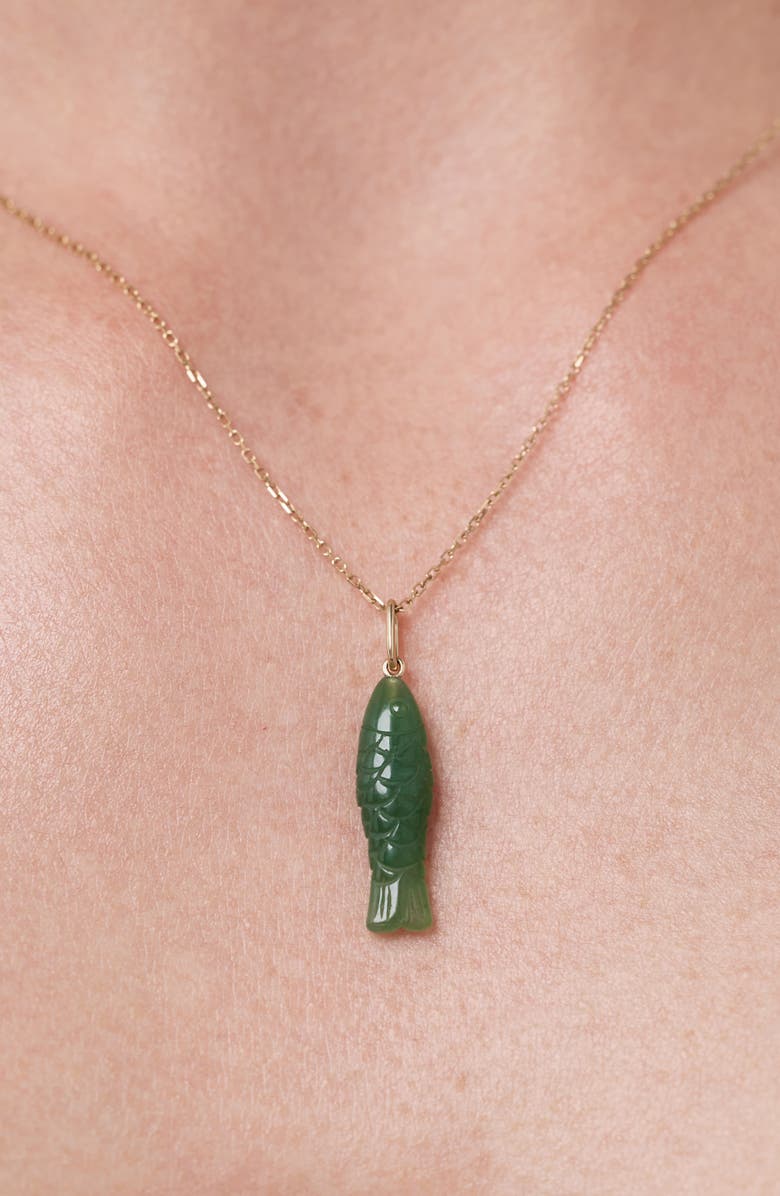 Ana Luisa Solid Yellow Gold - Gemstone Fish Necklace, Alternate, color, Gold