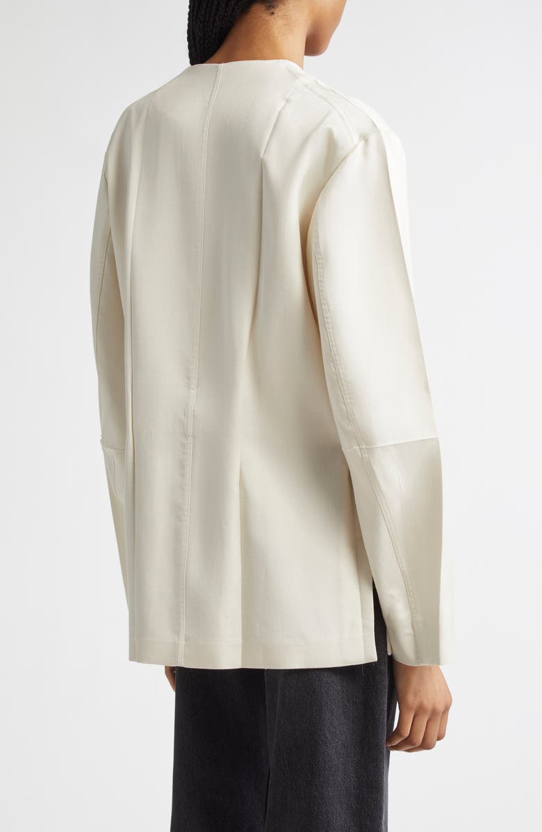 SETCHU Origami Collarless Belted Silk & Virgin Wool Jacket, Alternate, color, N. White