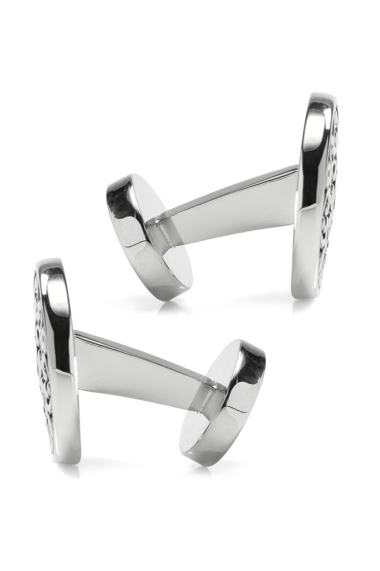 Filigree Round Cuff Links, Alternate, color, BLACK