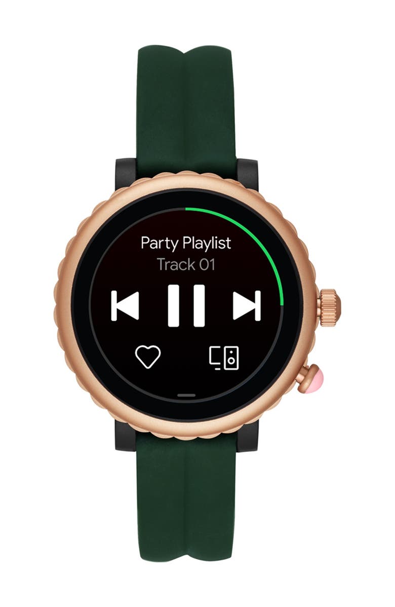 Kate Spade New York scallop silicone strap smart watch, 42mm, Alternate, color, 