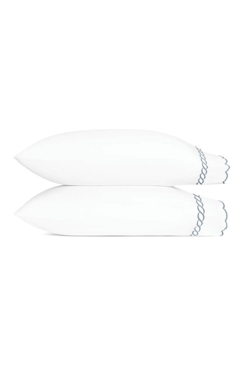 Classic Chain Scallop Set of 2 Pillowcases, Main, color, HAZY BLUE
