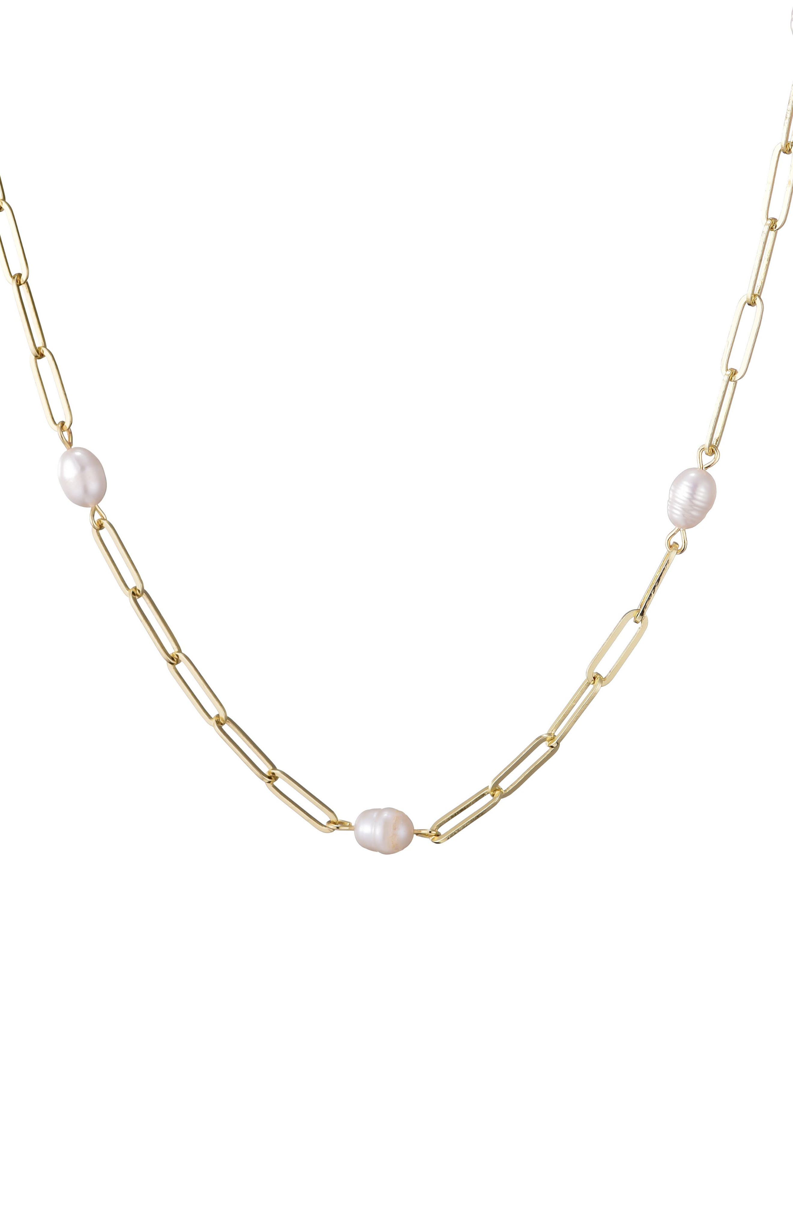 Adornia 14K Gold Plated Freshwater Station Necklace