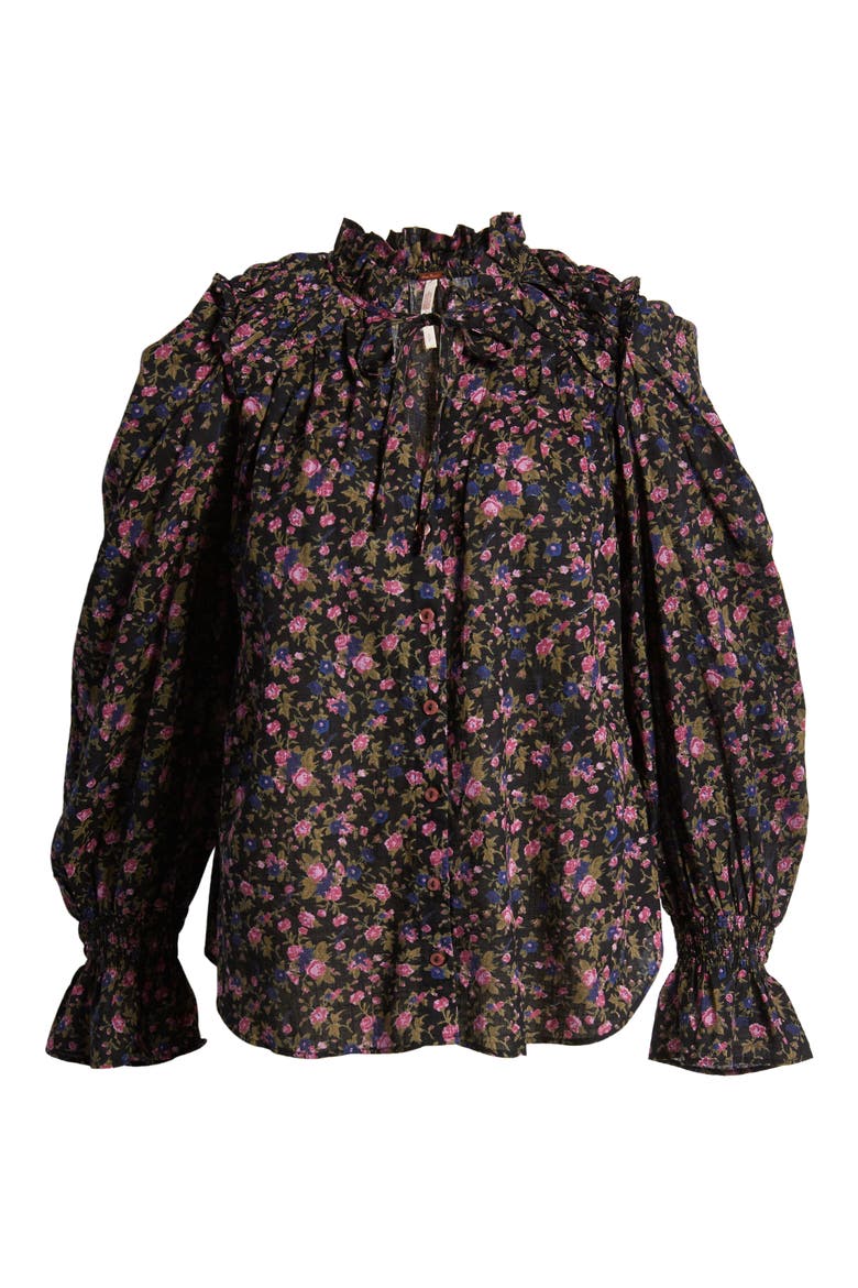 Meant To Be Floral Cotton Blouse, Alternate, color, BLACK COMBO