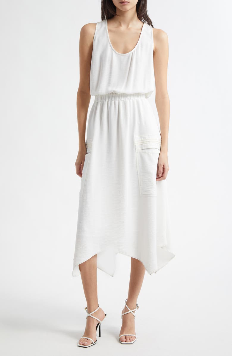 Ramy Brook Hallie Sleeveless Handkerchief Hem Dress, Main, color, Ivory