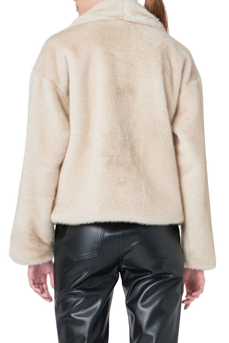 Oversize Lapel Faux Fur Jacket, Alternate, color, BEIGE
