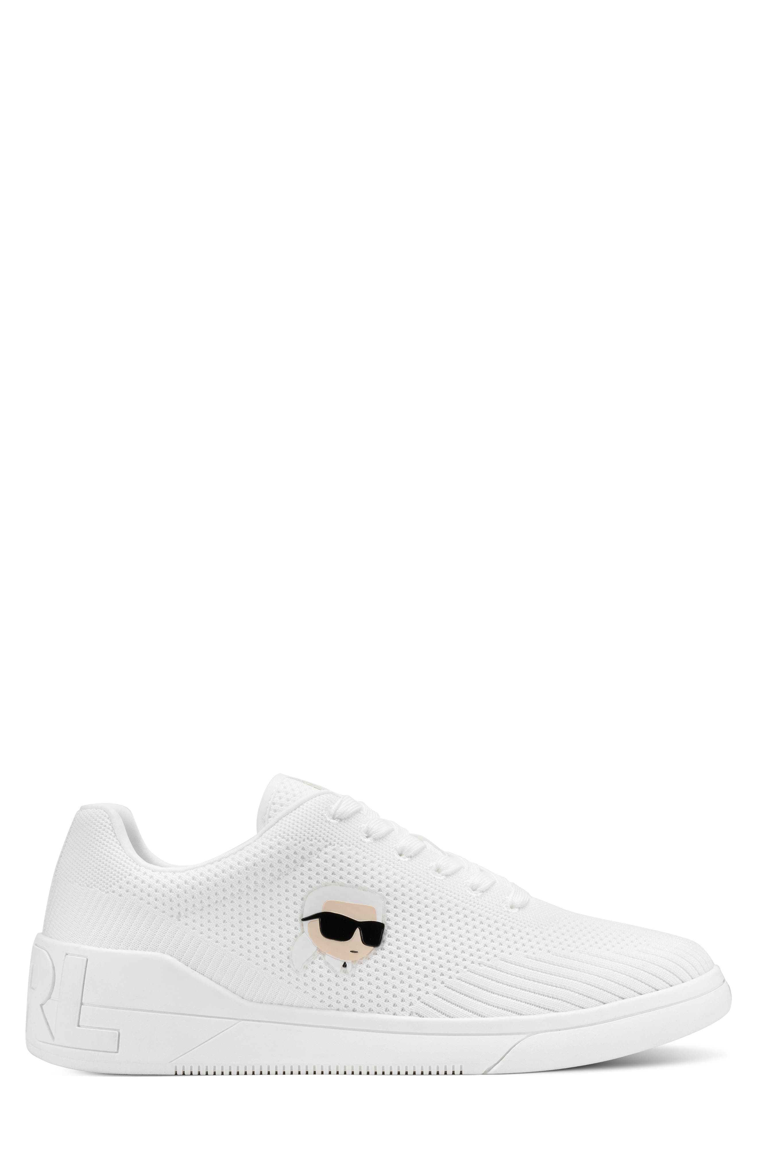 Knit T-Toe Karl Head Sneaker, Alternate, color, WHITE