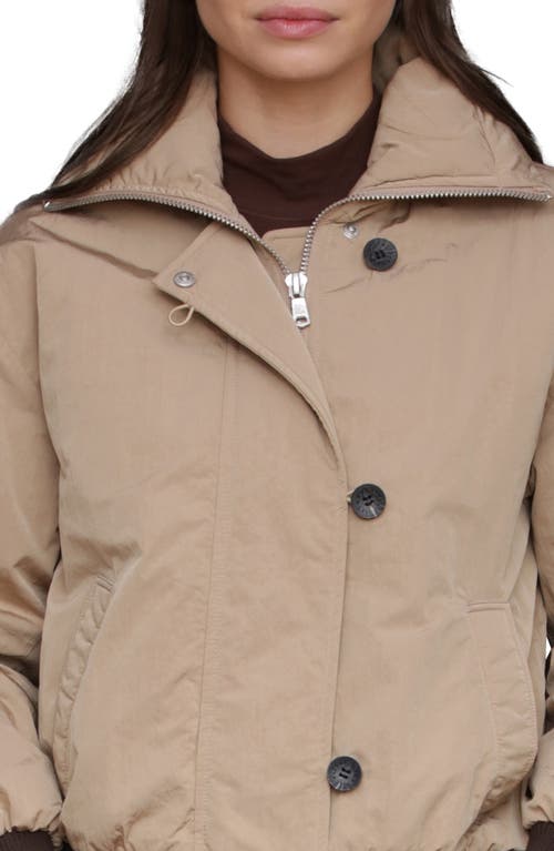 Avec Les Filles Padded High Neck Bomber Jacket In Brown