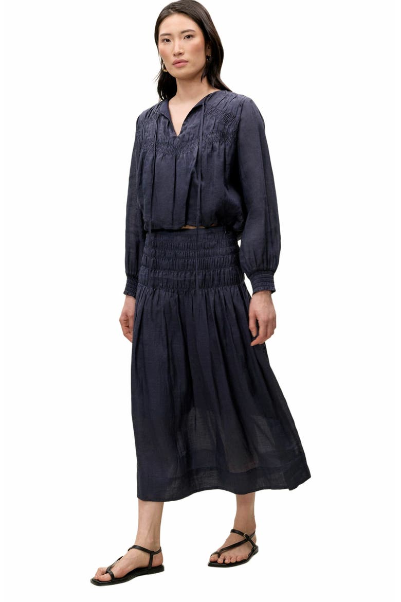 Anya Ramie Blouse, Alternate, color, NAVY