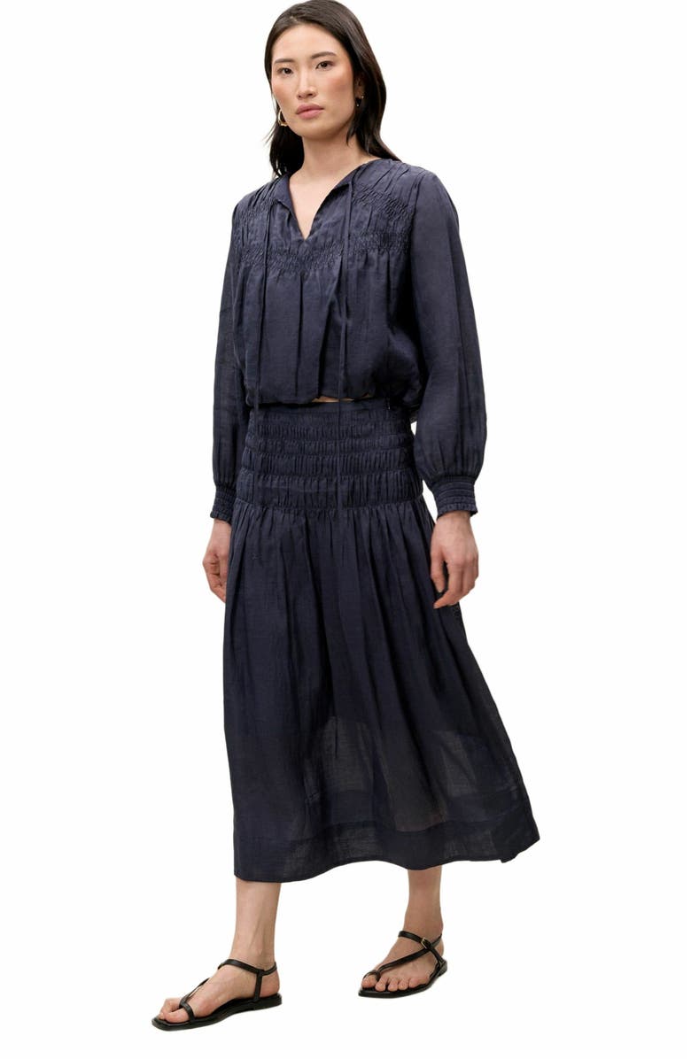 Rebecca Taylor Anya Ramie Blouse, Alternate, color, Navy