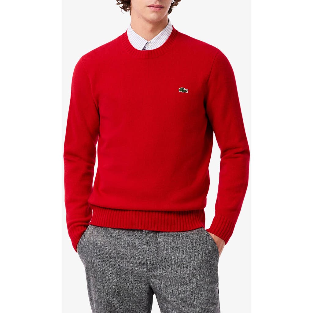 Lacoste Classic Fit Cashmere Crewneck Sweater In Red