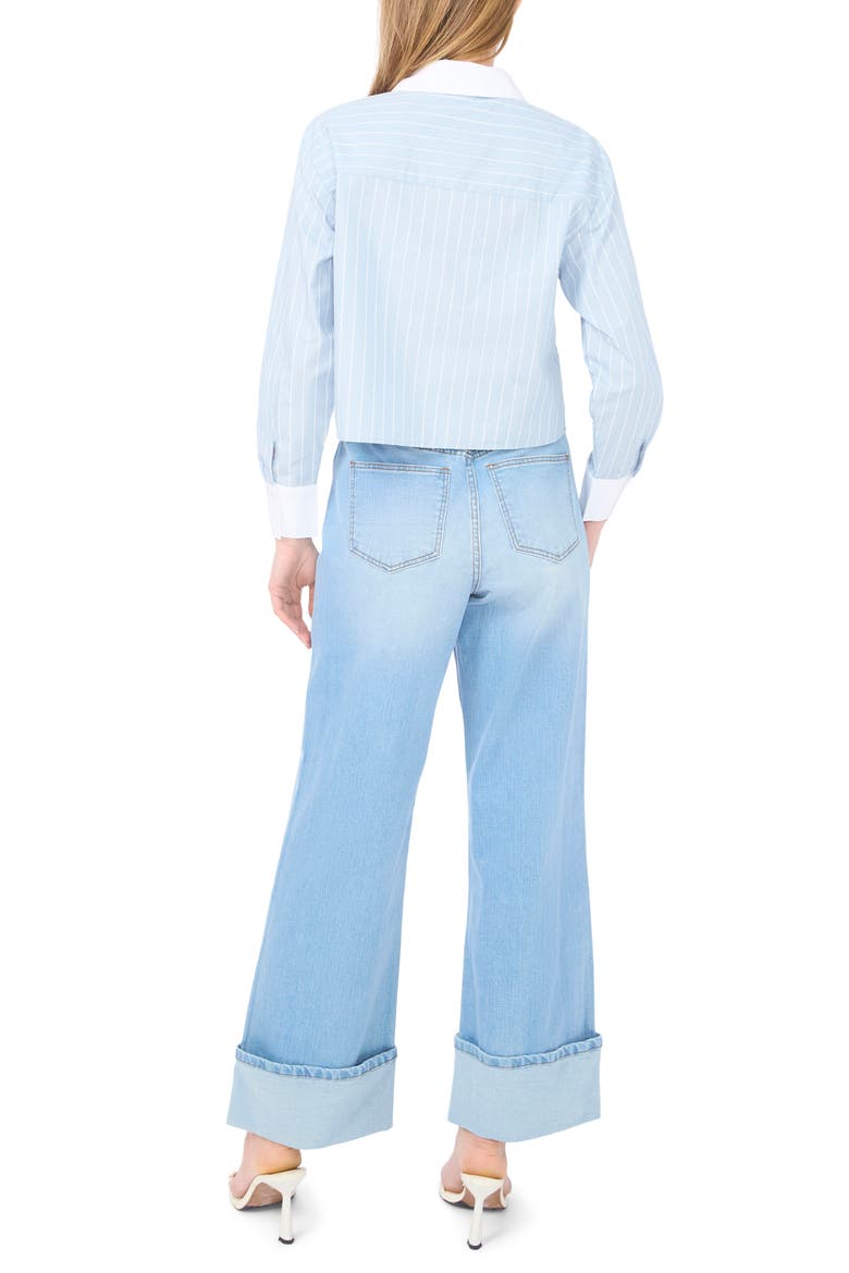 Stripe Long Sleeve Button-Up Shirt, Alternate, color, BLUE DENIM