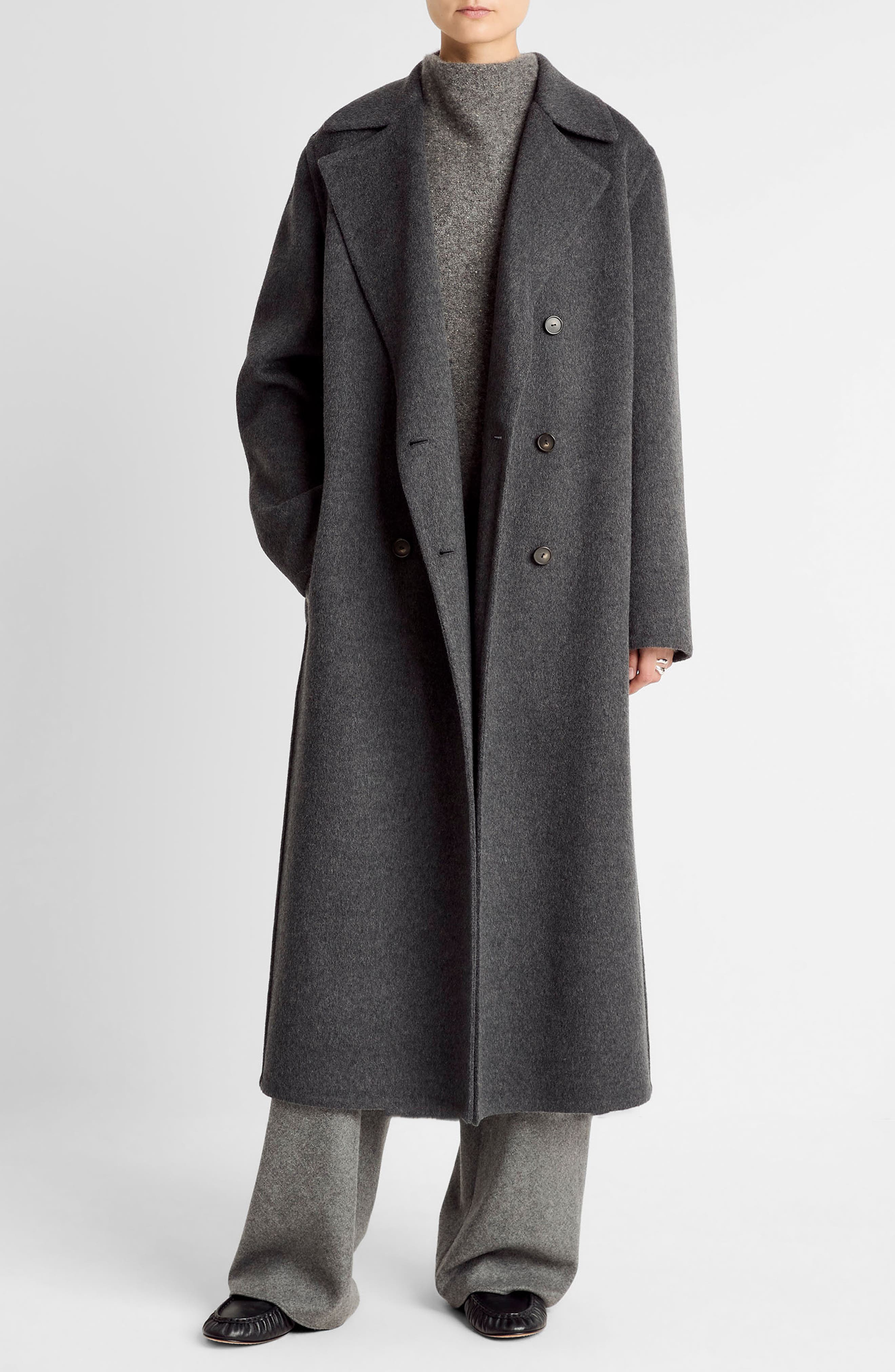Double Breasted Wool Blend Coat