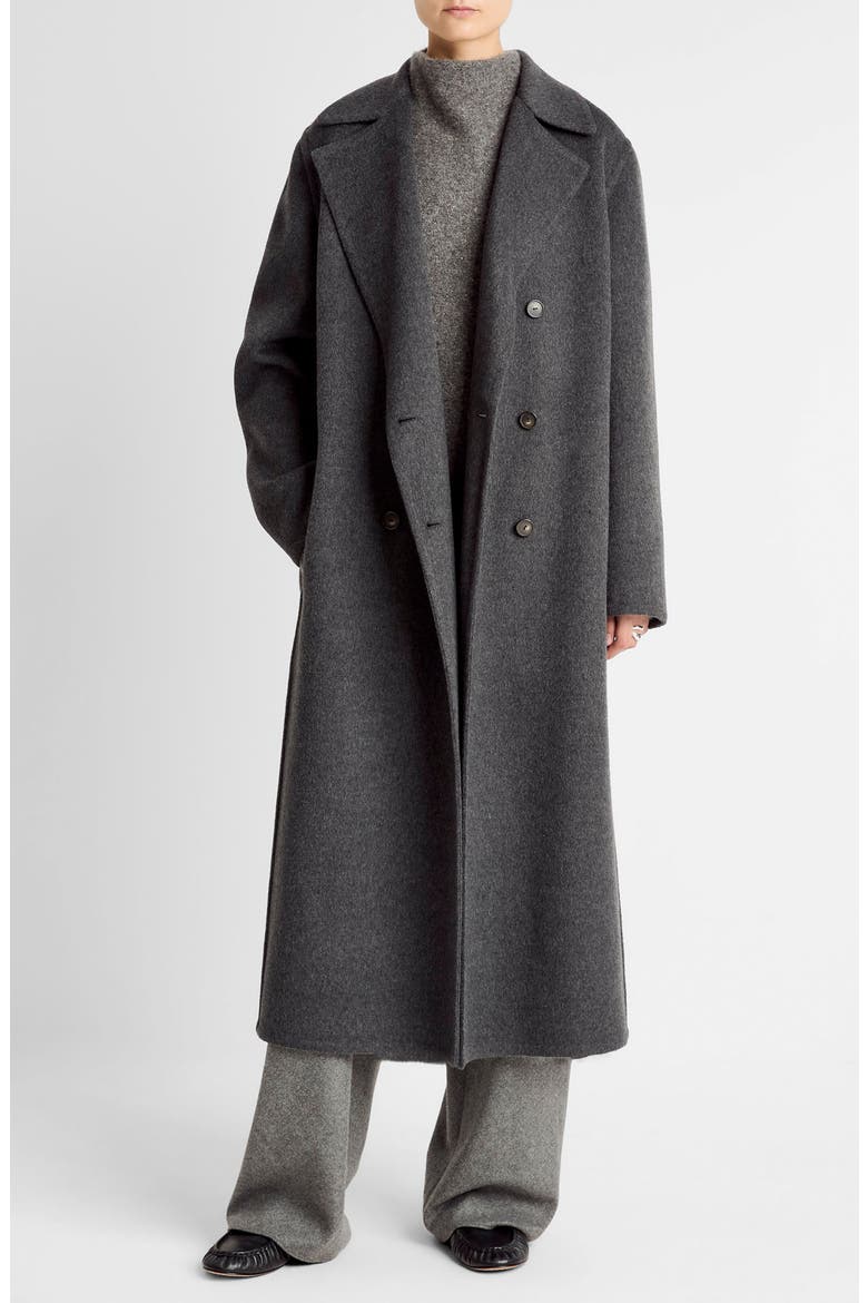 Double Breasted Wool Blend Coat, Main, color, CHARCOAL