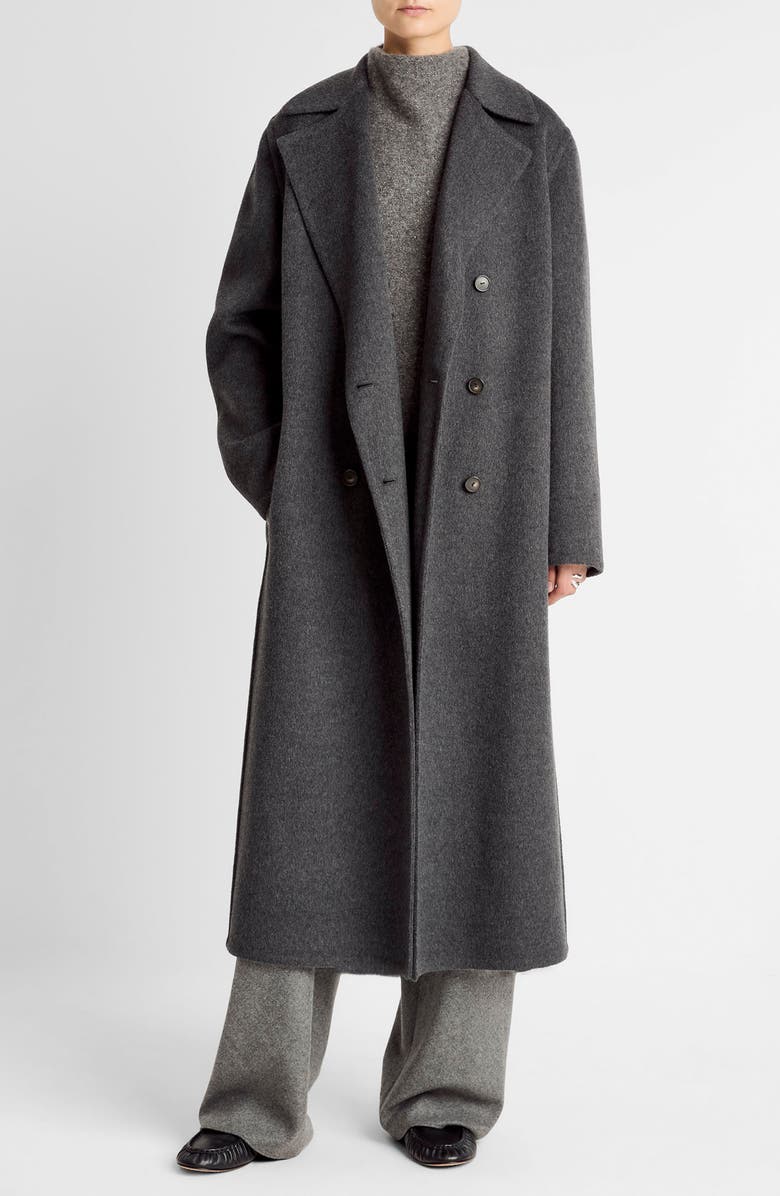 Vince Double Breasted Wool Blend Coat, Main, color, Charcoal