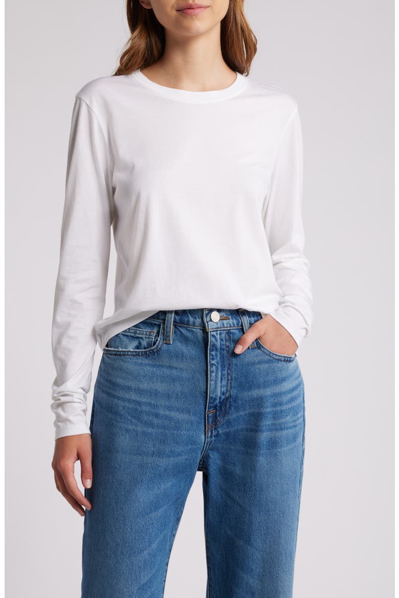 Cotton Crewneck Top, Main, color, WHITE