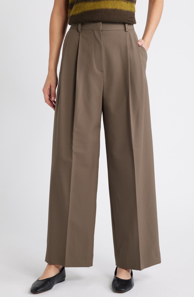 COS Pleat Front Twill Wide Leg Pants, Main, color,