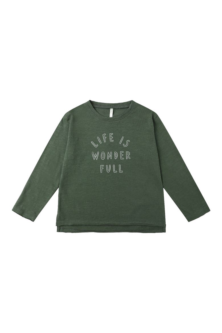 Raw Edged Graphic Long Sleeve T-Shirt, Main, color, LIFE IS WONDER FULL