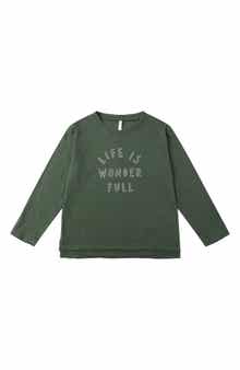 Raw Edged Graphic Long Sleeve T-Shirt