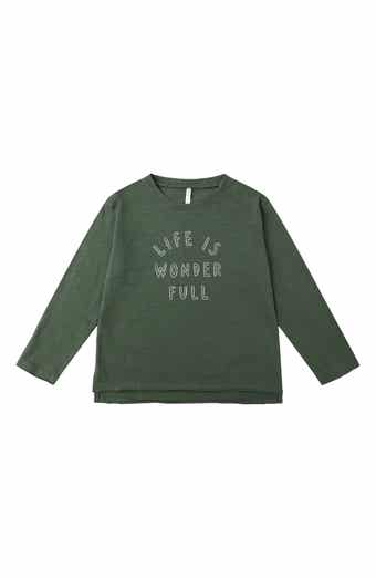 Raw Edged Graphic Long Sleeve T-Shirt