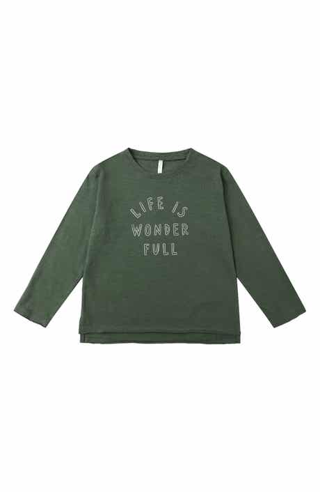 Raw Edged Graphic Long Sleeve T-Shirt